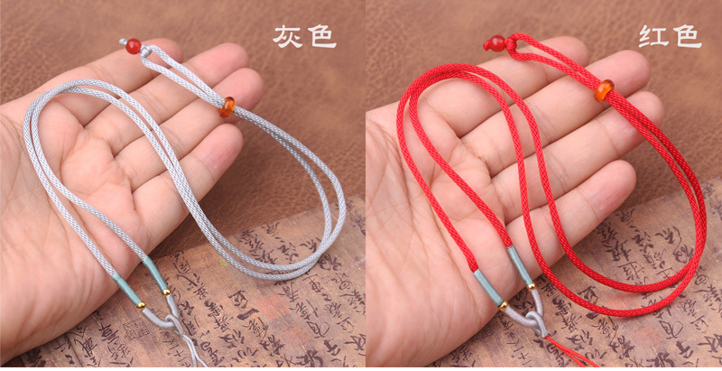 伸缩吊坠挂绳男女黑红项链绳编织玉佩平安扣抽拉挂坠挂脖子绳批发