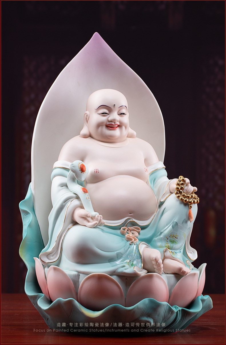 造趣陶瓷弥勒佛像家用供奉大肚佛招财笑佛未来佛菩萨居家礼品摆件