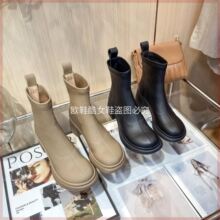 欧鞋酷【小雨】A-827秋冬新款粗跟瘦瘦靴短靴女单靴加绒时尚英伦