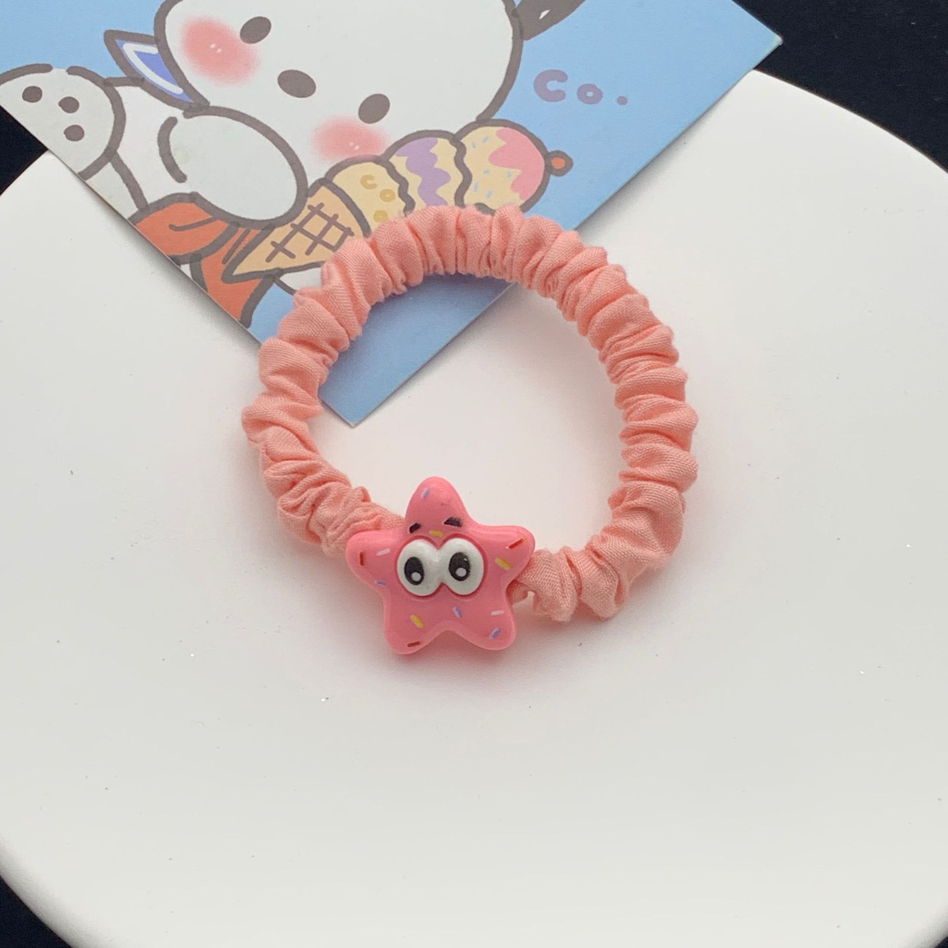 Cartoon Cute Pink Starfish Small Intestine Ring Hair Ring Cute Girl Girls Heart Hair Rope Rubber Band Hair Accessories