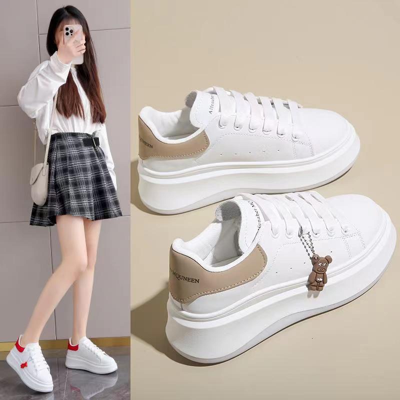小个子女鞋厚底麦昆小白鞋女2024春秋新款高级感百搭增高运动板鞋