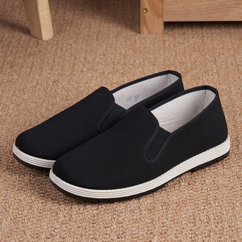 Spring and Autumn Old Beijing Cloth Shoes Soft Bottom Non-Slip Wear-Resistant Work Black Cloth Shoes Men and Women Slip-on Daddy's Shoes for the Senior Generation Hair