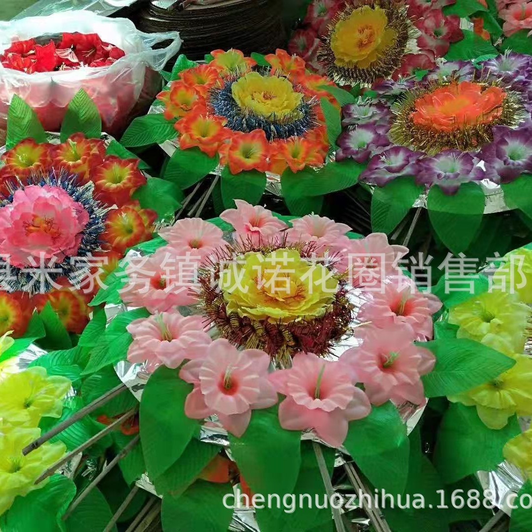 60厘米竹架小花圈 清明节 扫墓 祭祀上坟花 诚诺殡葬用品批发