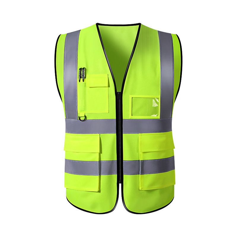 Reflective Vest Wholesale Multi-Pocket Reflective Vest Sanitation Construction Reflective Waistcoat Safety Vest Yellow Vest Printable