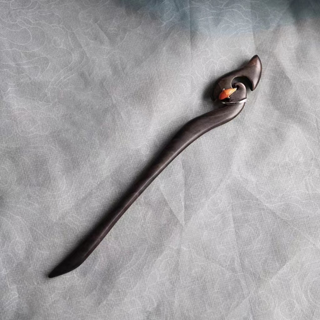 【前程似锦】锦鲤好运新中式古风发簪黑檀木实木簪子盘发古典中国