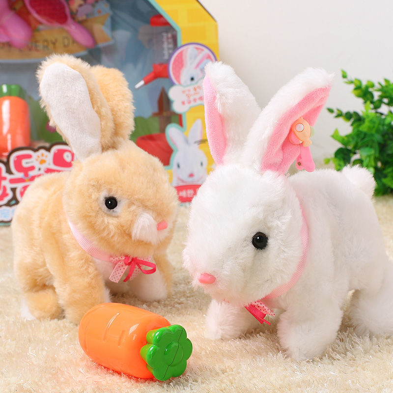 可爱蹦蹦兔耳朵会动电动音乐灯光兔子抖音跳跳兔动物儿童玩具