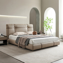 意大利设计师米洛提真皮床轻奢双人床现代简约书包床工厂直销批发
