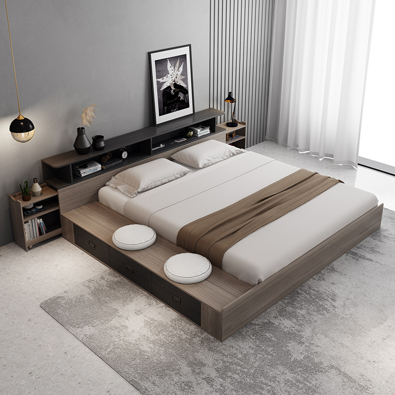 日式榻榻米床双人主卧室简易落地低床小型单人出租屋房阁楼经济床