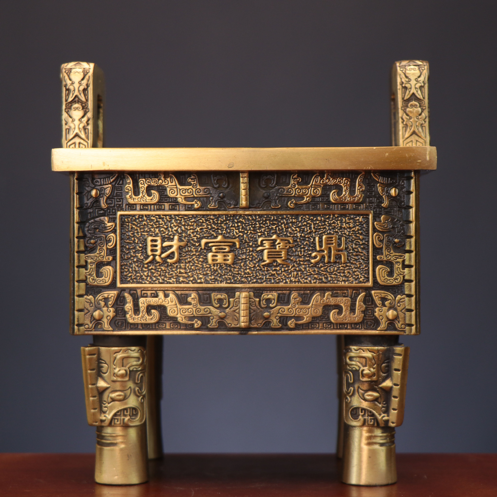 杨铜记 家居办公室铜鼎摆件厂家批发 铜鼎 铜鼎 双龙财富宝鼎