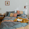 Cotton Washed cotton Four piece suit Japanese Simplicity lattice stripe The bed Supplies Double 1.5 rice 1.8 M Fitted models Cotton Washed cotton Four piece suit Japanese Simplicity lattice stripe The bed Supplies Double 1.5 rice 1.8 M Fitted models