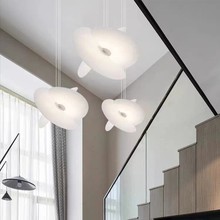 北欧复式楼梯别墅挑空客厅餐厅卧室艺术创意个性设计师蚕丝吊灯