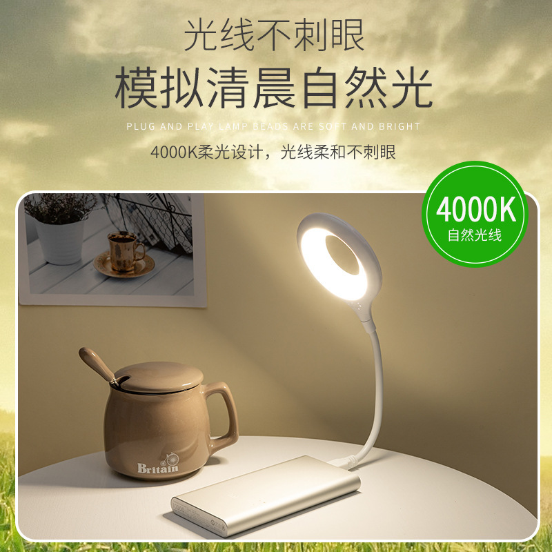 SOURCE Factory USB Direct Plug Portable Lamp Dormitory Bedside Lamp Eye Protection Students Learning Reading Available Small Night Lamp