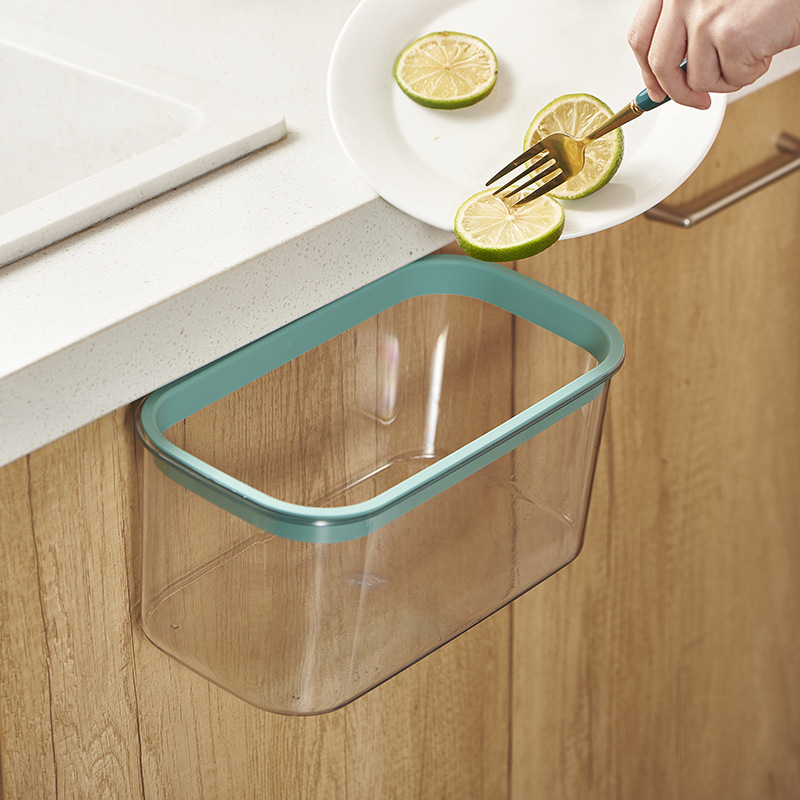 Transparent Wall Hanging Trash Can Ins Simple Desktop Storage Box Plastic Pet Kitchen Small Size Hanging Trash Can