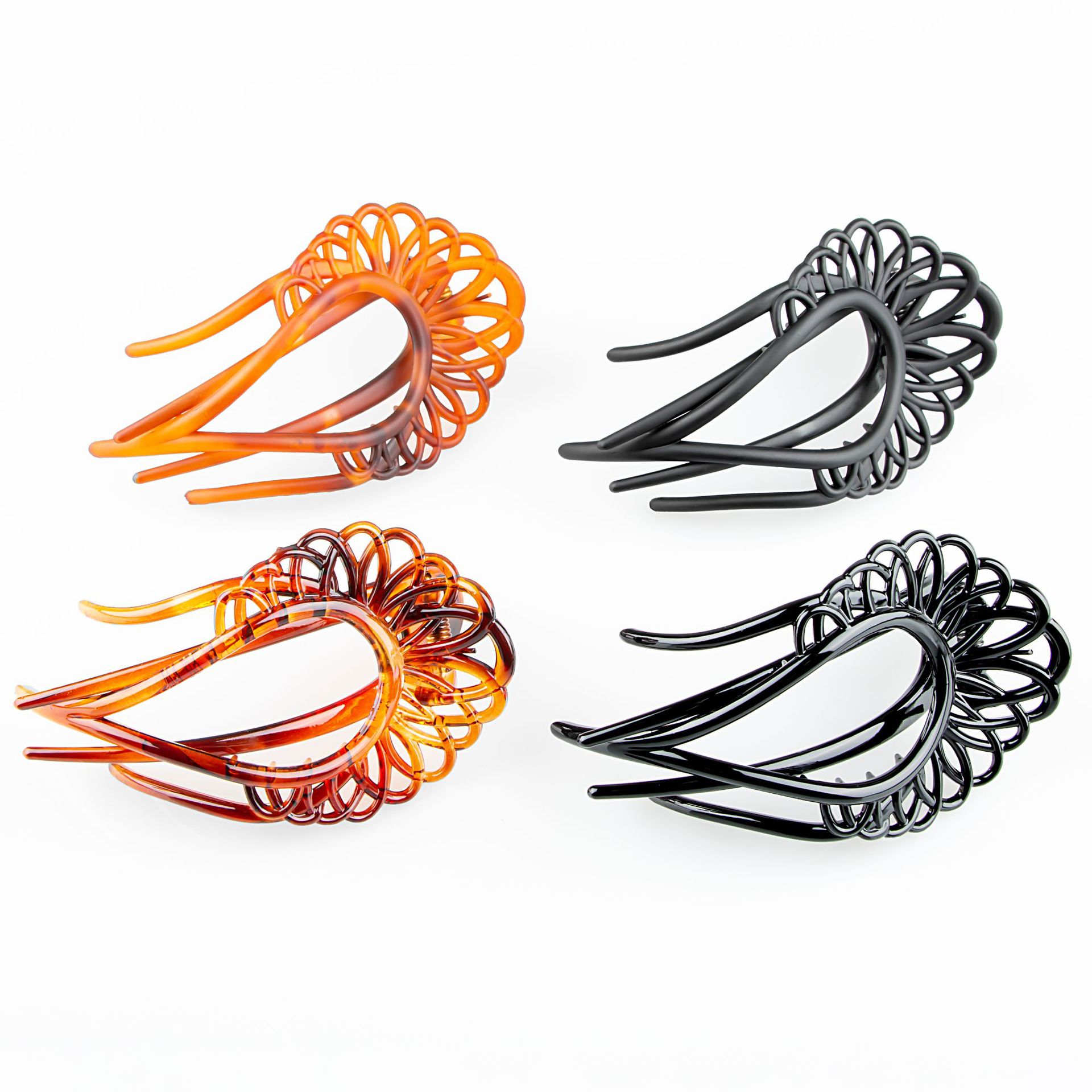 亚马逊国风镂空中号鸭嘴夹简约纯色洗澡燕子夹后脑勺防滑盘发夹