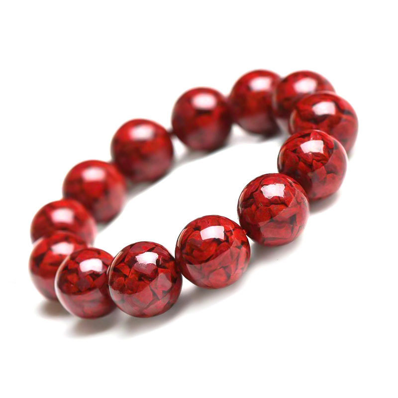Raw Ore High-Content Crystal Sand Cinnabar round Bead Bracelet Men's and Women's Purple Gold Sand Bracelet Jewelry Live Supply Wholesale