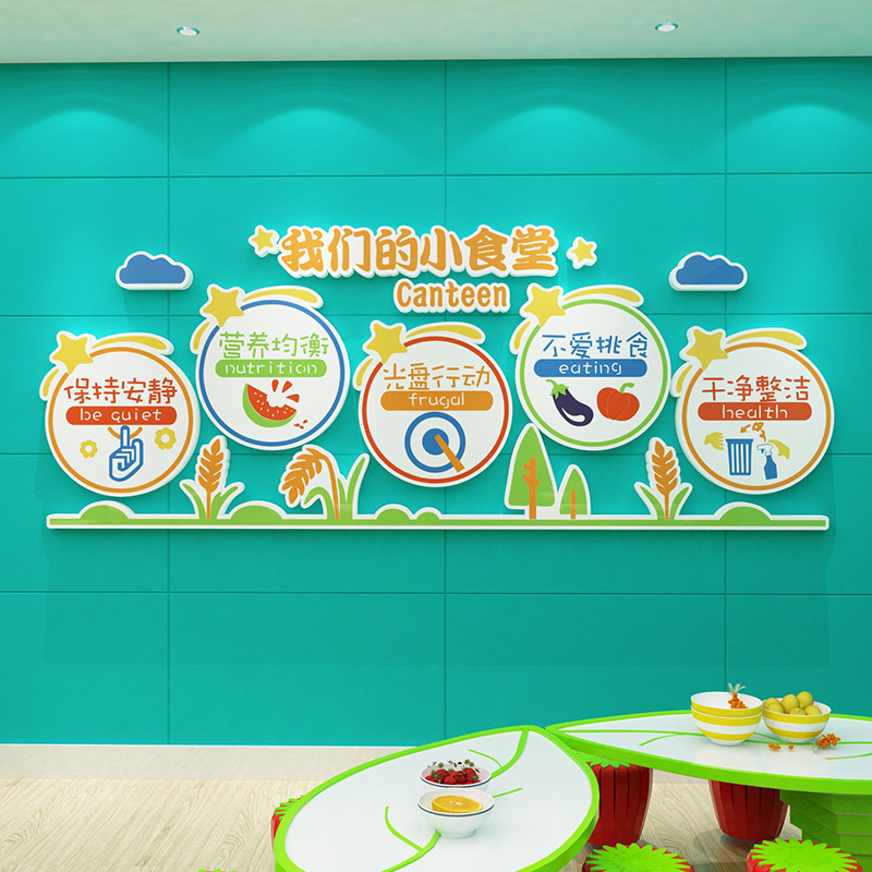 食堂文化墙贴饭店墙面装饰标语环创主题布置幼儿园环创午托管班级