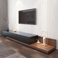 北欧电视柜茶几组合 黑白可伸缩电视机柜 现代简约小户型地柜