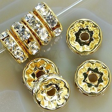 10mm白色钻圈镀银镀金白k枪黑浪边直边水钻隔片串珠镶钻配件c73