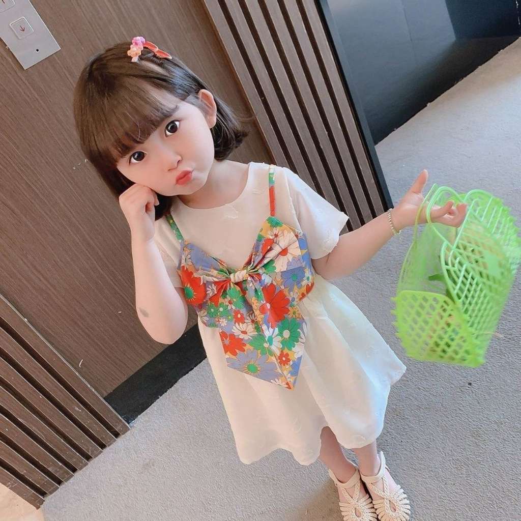 女童连衣裙短袖公主裙儿童夏装裙子新款2021年网红洋气宝宝两件套