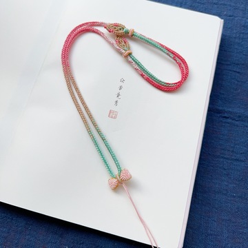 蝴蝶结项链绳在逃公主桃花编挂吊坠绳粉色可爱系高端原创女精编绳