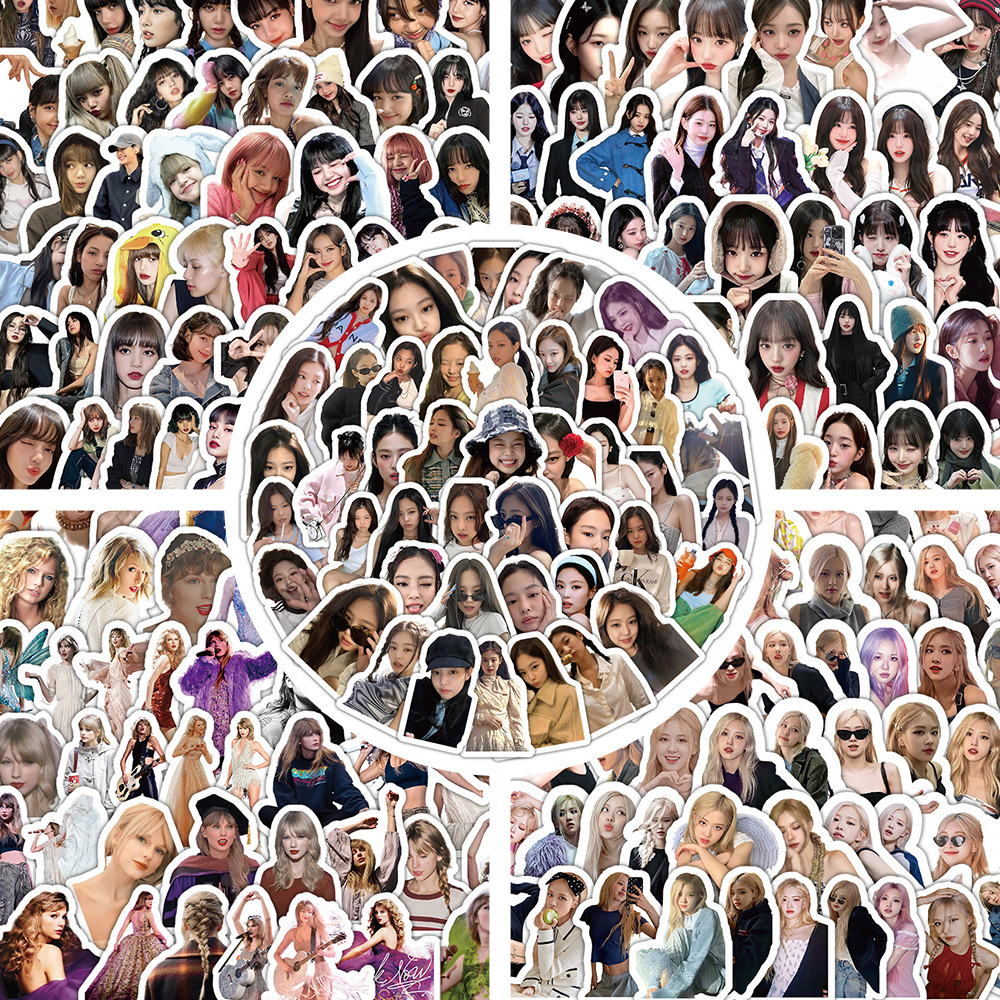 500张多款国外明星贴纸 朴彩英泰勒张元英应援手机滑板装饰贴画