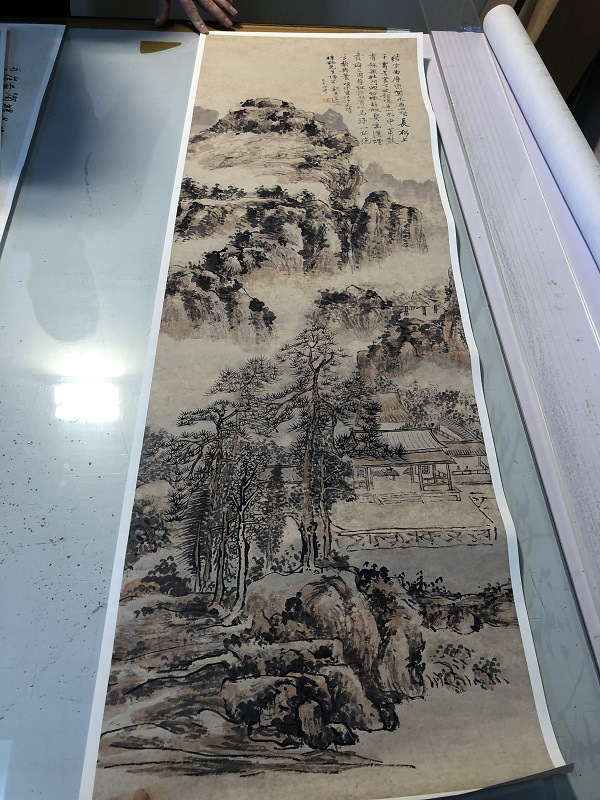 1:1黄宾虹松壑烟云写意山水画国画艺术微喷古代名画复制品装饰画