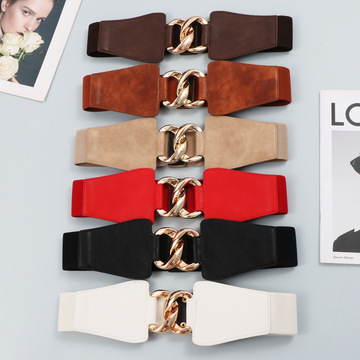 欧美汉服金属弹力带宽腰封女装饰配裙子纱裙衬衣吊带外套大码腰带