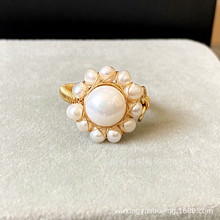 14k包金绕线手工 天然淡水白珍珠加粉珍珠 戒指指环饰品