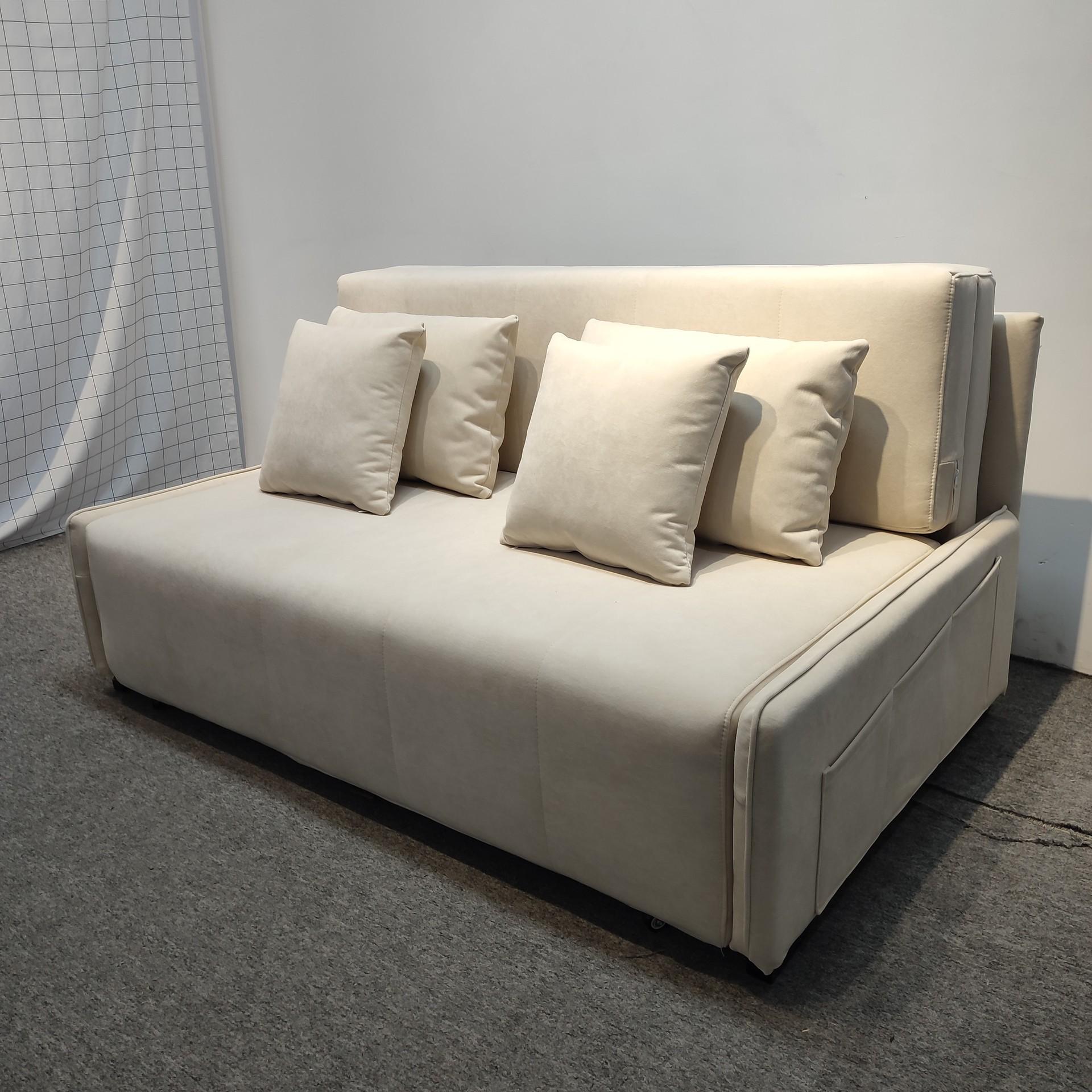 无扶手沙发床阳台书房休闲储物三人位两用可折叠蓝色科技布沙发床