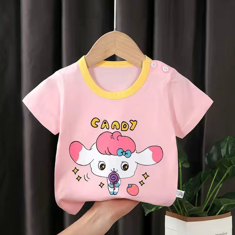 Children's Short-Sleeved T-shirt Cotton Girls' Summer Clothes Baby Baby Children's Summer Clothing 2022 Boys' Tops One Piece Dropshipping