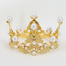 生日鲜花烘焙蛋糕皇冠水钻珍珠新娘头饰儿童巴洛克王冠头饰公主