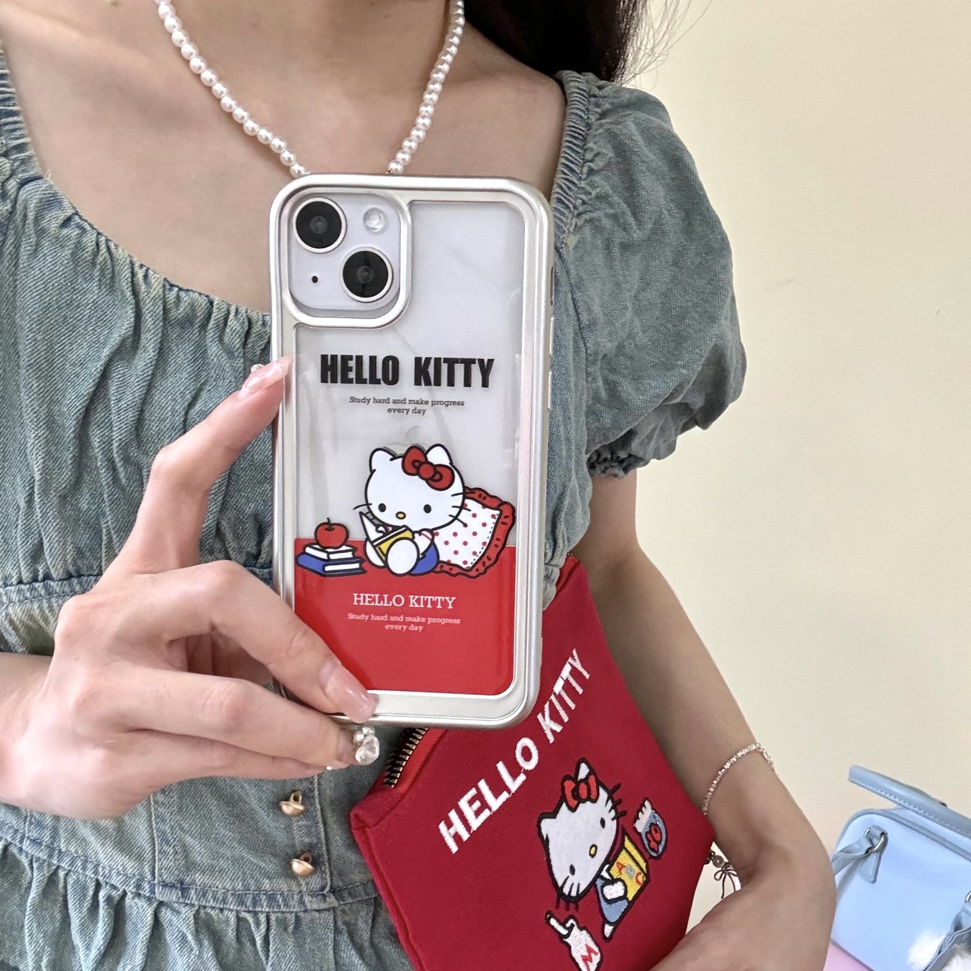 少女卡通kt猫咪适用iphone14pro max苹果15手机壳13/12电镀透明壳