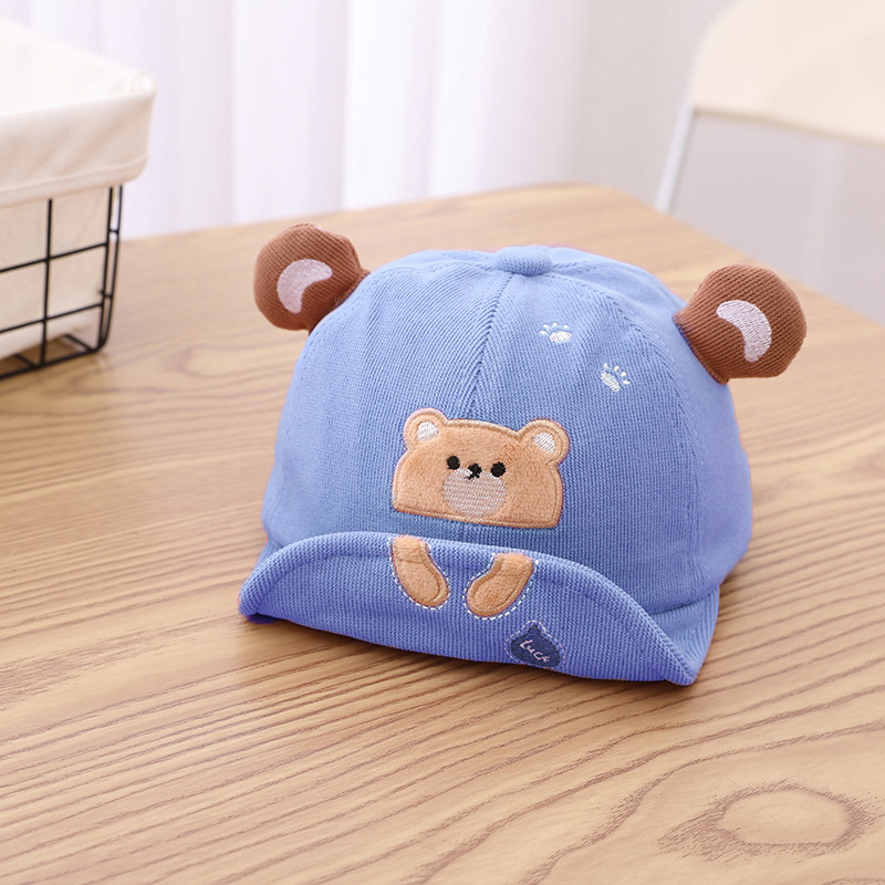 Autumn and Winter Cute Cartoon Bear Hat New Thickened Warm Soft Brim Baseball Cap Flanging Children's Hat Wholesale