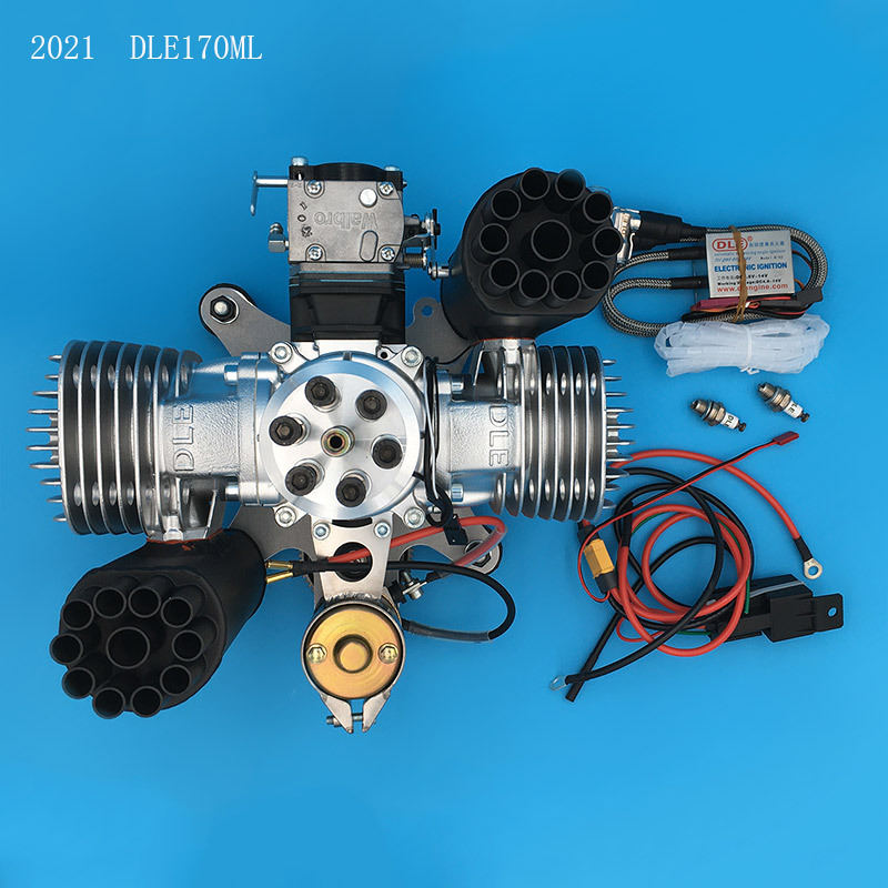 2021新dle170ml超轻形动力伞汽油发动机双缸电启动引擎带螺旋桨