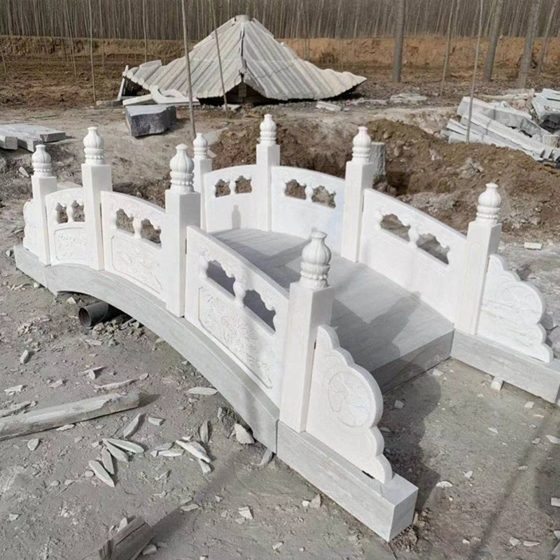 可定做 石雕石桥汉白玉栏杆石拱桥浮雕 庭院公园景观雕塑小石桥