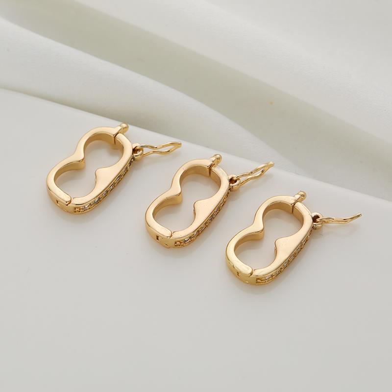 14k包金保色项圈锆石双排孔毛衣链扣手链项链diy珍珠链扣子夹扣头