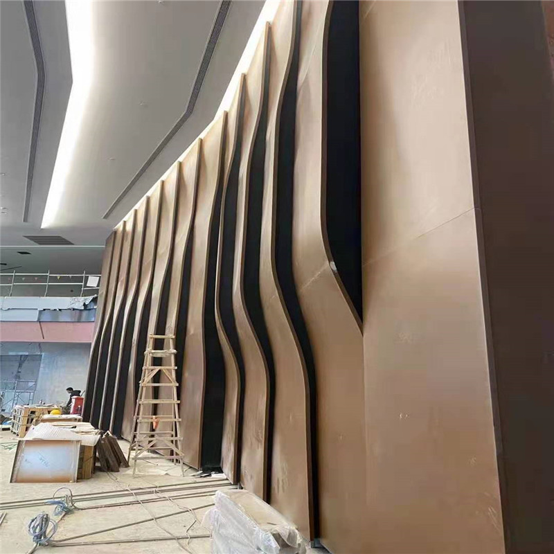 背景造型墙 装饰木纹色铝合金长城板 凹凸门头外墙装饰铝板