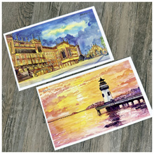 广东珠海手绘版景点明信片城市风景卡片景点旅游纪念介绍卡