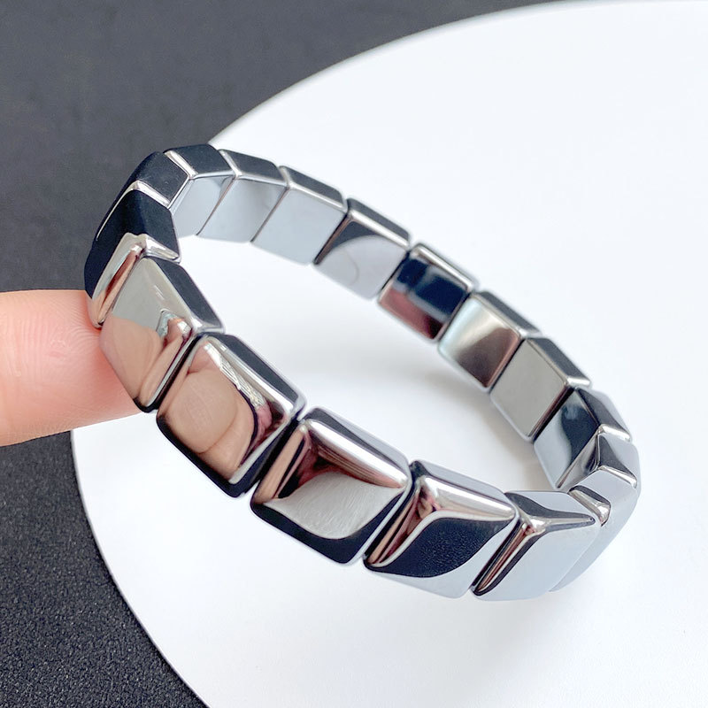 晶尧 太赫兹手牌thz多晶硅矿石方形手环手串金属色泽男女时尚礼物