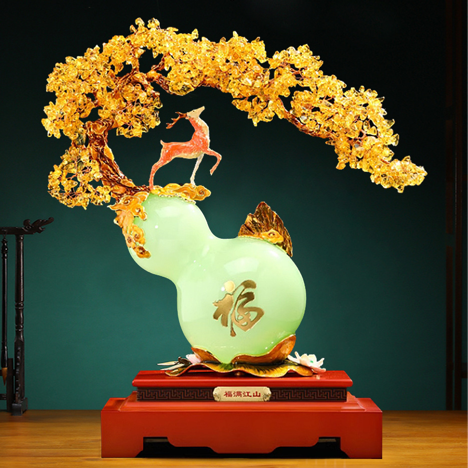 福禄吉祥珐琅彩玉葫芦家居饰品摆件客厅酒柜装饰琉璃玄关摆设批发