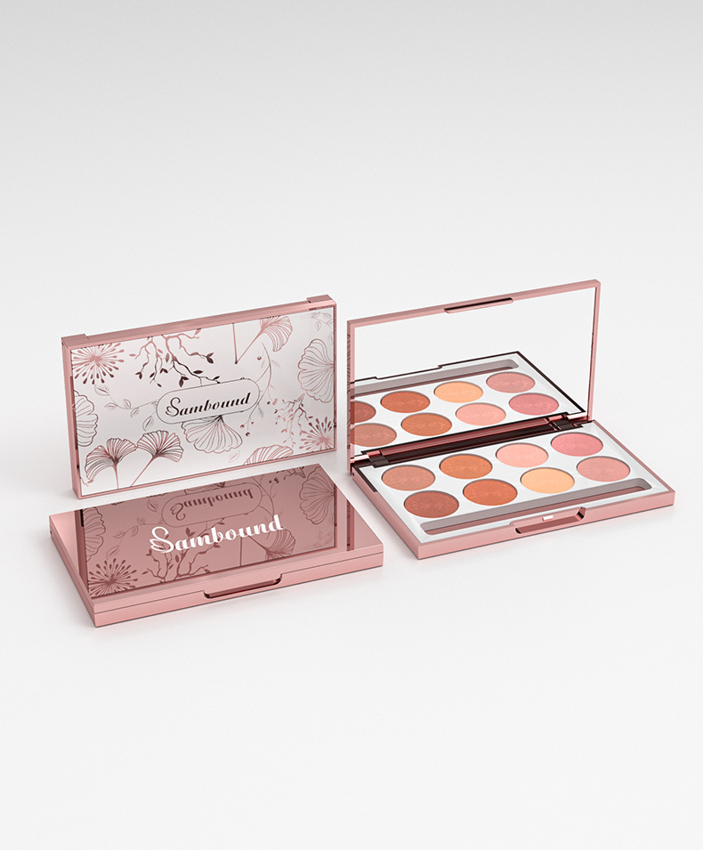 长方形8色眼影盘空盘顶片卡扣盖6格眼影分装盒女生彩妆调色板空盘