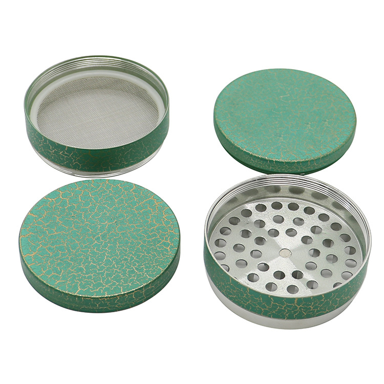 锌合金63mm四层裂纹包花磨烟器烟草研磨器碎烟器烟具herb grinder