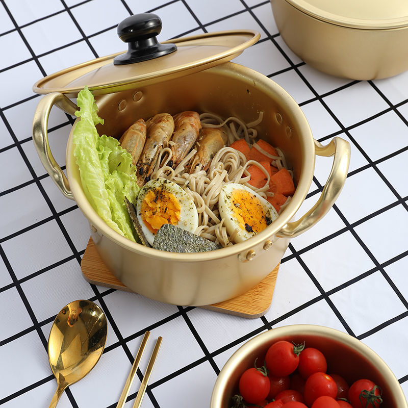 铜锅泡面锅网红拉面锅小煮锅家用煮方便面锅韩式煮面锅汤锅黄铝锅