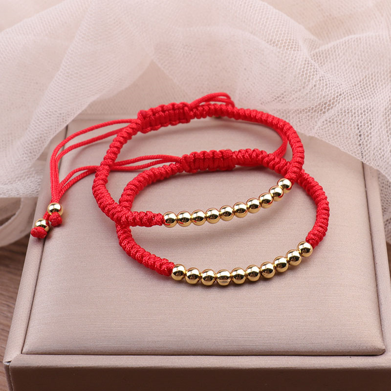 古法金珠十全十美红绳手链diy手工编织情侣闺蜜手绳 可随意挂吊坠