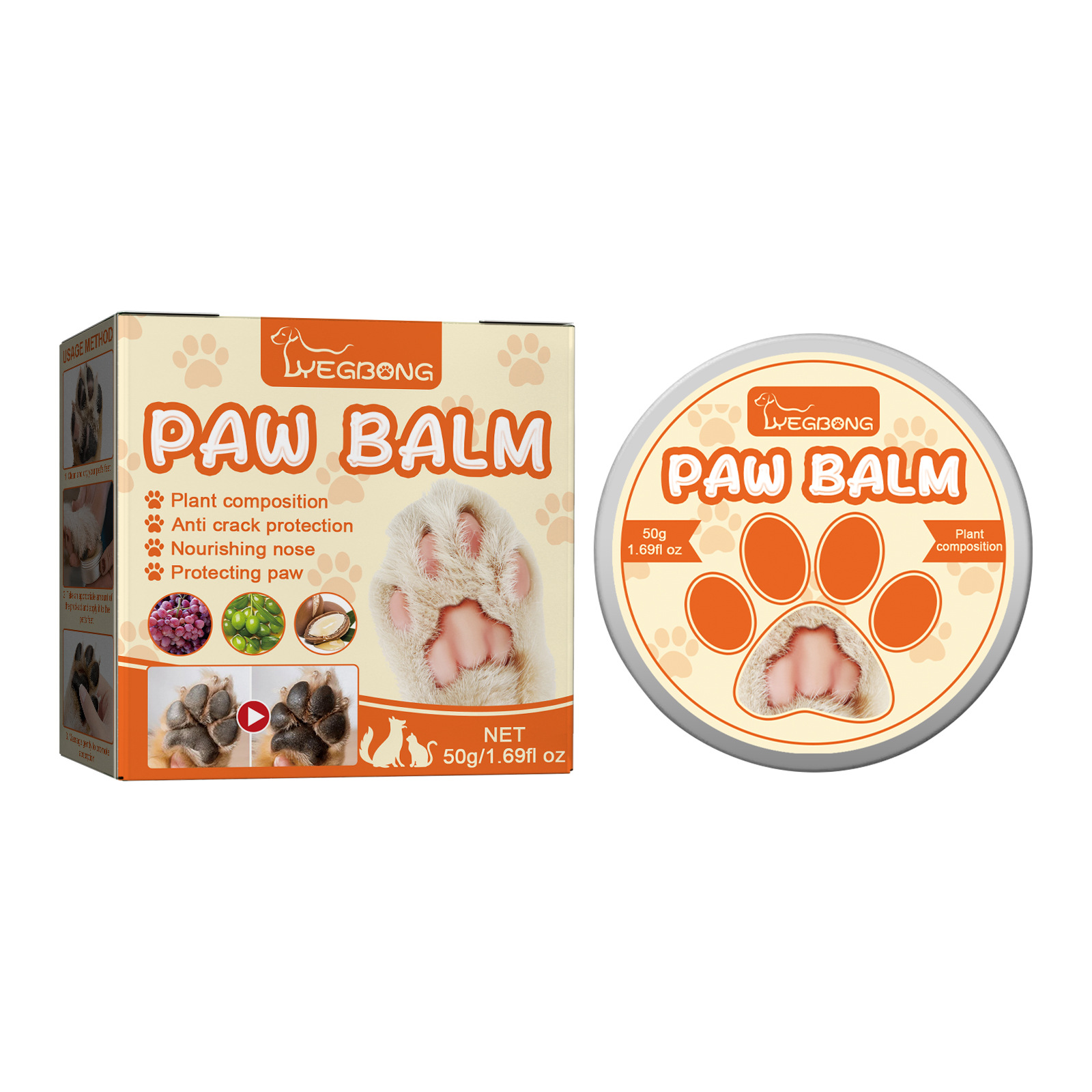 Yegbong Pet Moisturizing Claw Cream Anti-Chapping Feet Dog Cat Foot Pad