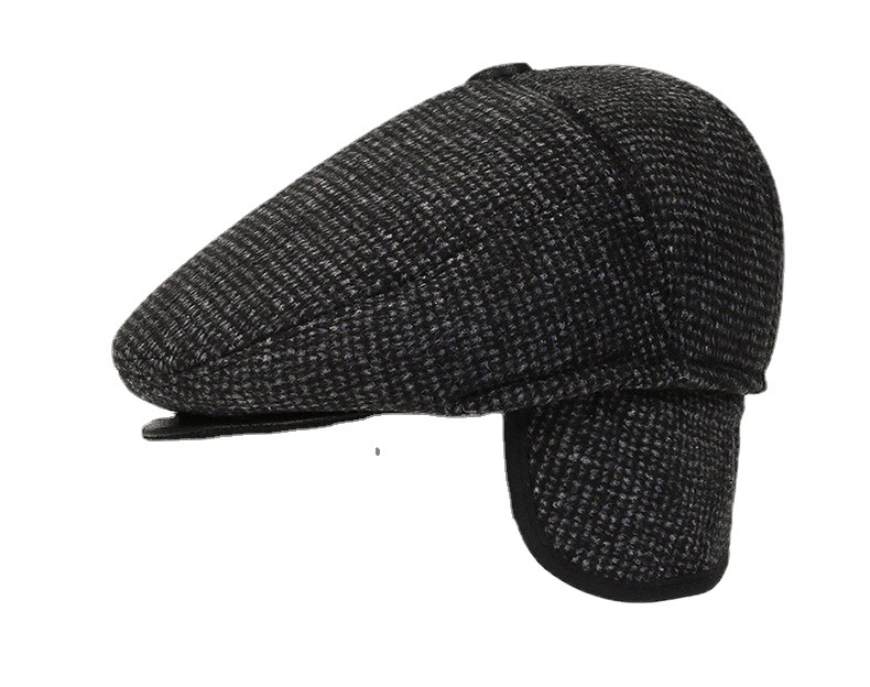 Woolen Middle-Aged and Elderly Men's Advance Hats Warm Woolen Hats for the Elderly Ears Protection Peaked Cap Old Hat Winter