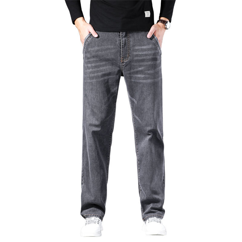 2023 New Smoky Gray Jeans Men's Straight Pants, Spring and Autumn, Xintang Town, Guangzhou Loose Casual Trousers