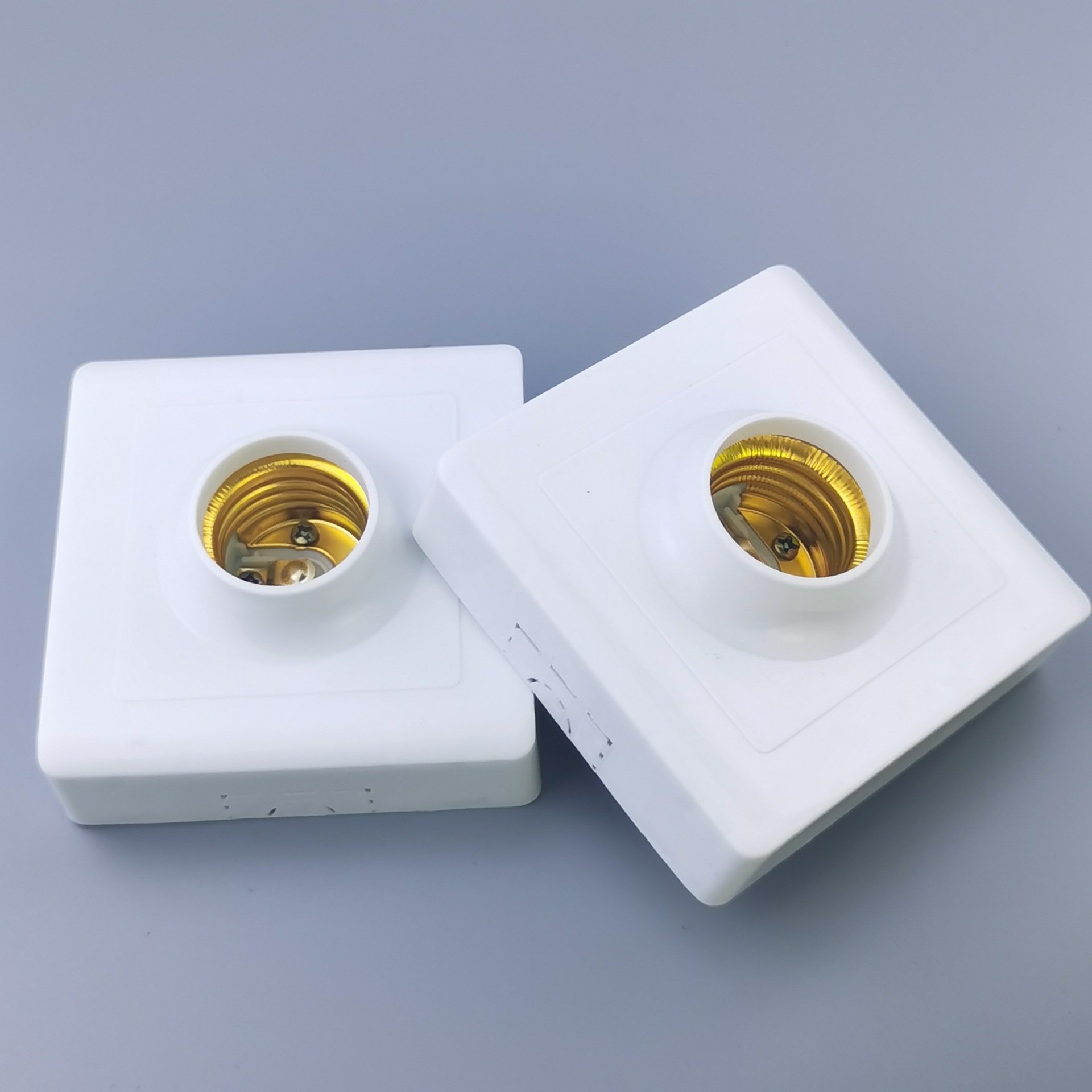 方形吸顶灯座e27灯头螺旋口灯罩86型明装灯座大螺口灯头工程批发