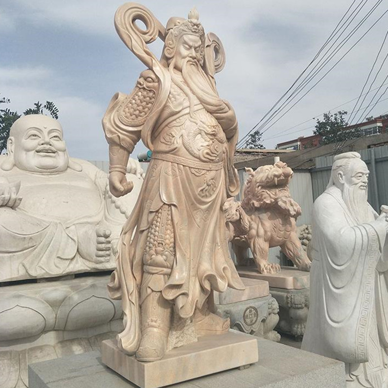 石雕关公像天然汉白玉武财神关羽佛像家庭寺庙镇宅摆件