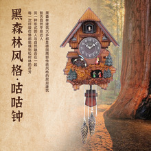 一件代发欧式木制进口机心雕刻布谷鸟挂钟客厅音乐整点报时钟摇摆